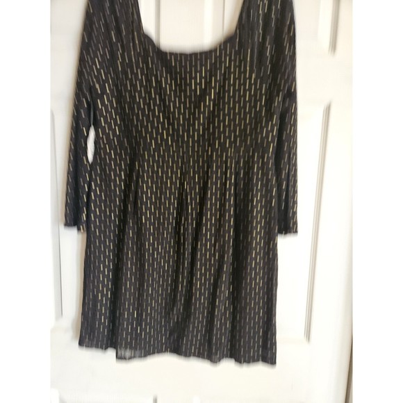 AUW 2X Black Mesh Dress With Gold Glitter Polka Dots Long Sleeve NWT - Picture 6 of 6
